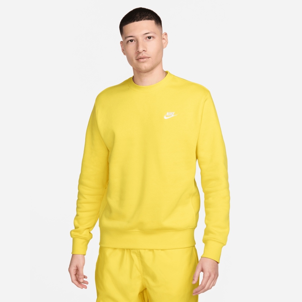 Men s Nike Sportswear Club Fleece Yellow White Sweatshirt EKINSPORT