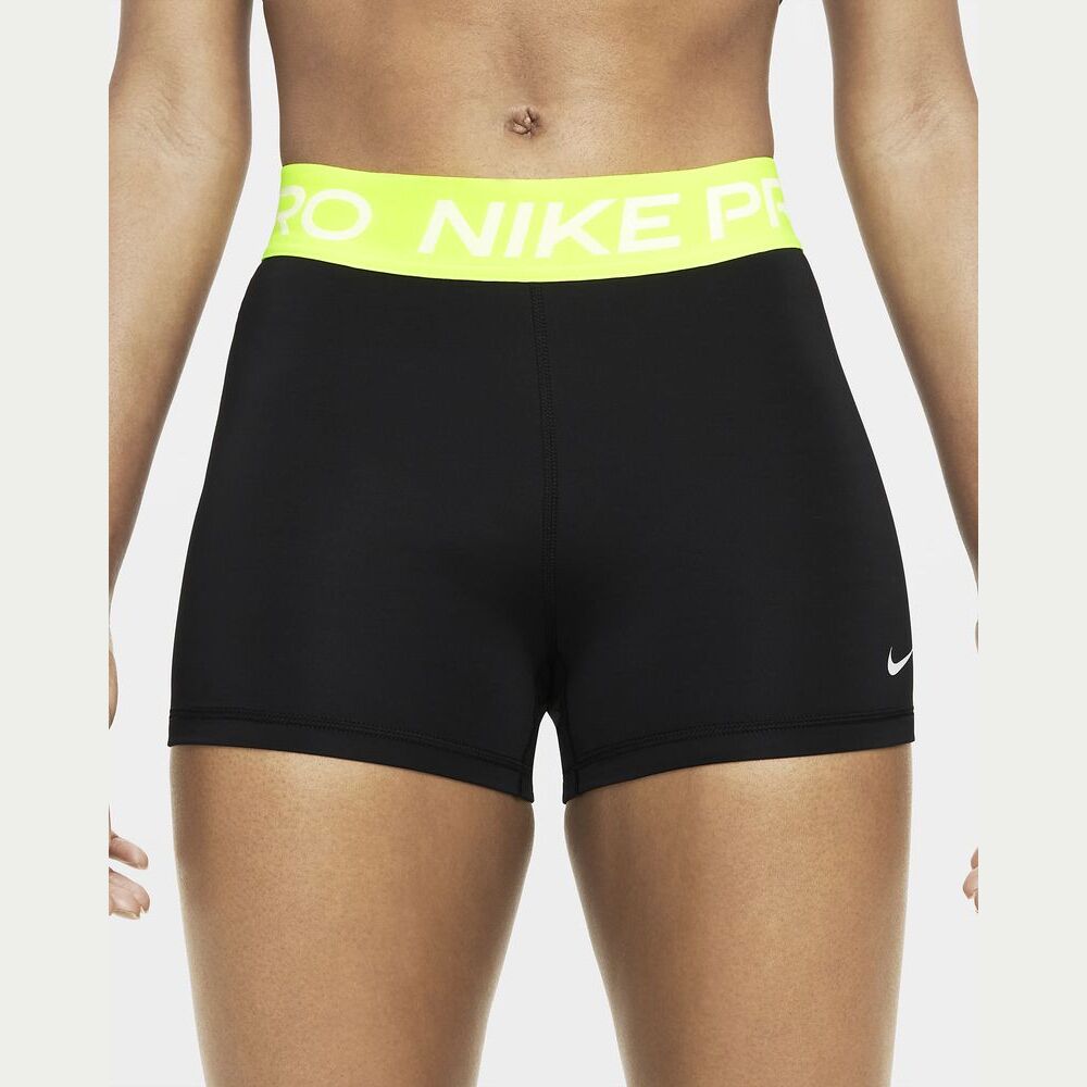 Short Nike Pro pour Femme - CZ9857-013 - Noir & Jaune Fluo