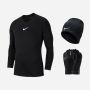 pack hiver nike first layer sous maillot bonnet gants noir