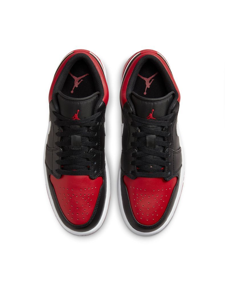 Chaussures Nike Jordan 1 Low Rouge Noir pour Homme 553558 066