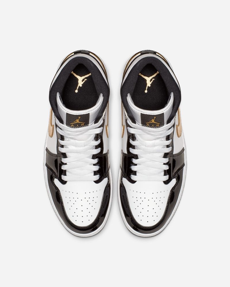 Scarpe da uomo Air Jordan 1 Mid SE Nero Bianco Oro EKINSPORT