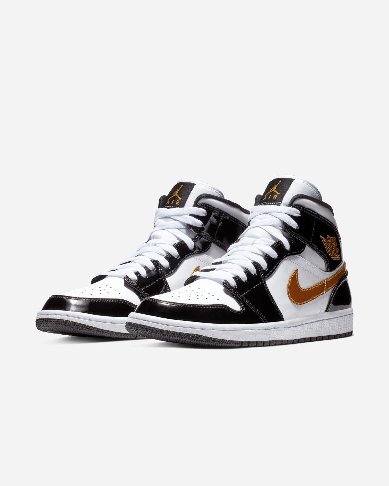 Air Jordan 1 Mid SE Black White Gold Men s Shoes EKINSPORT