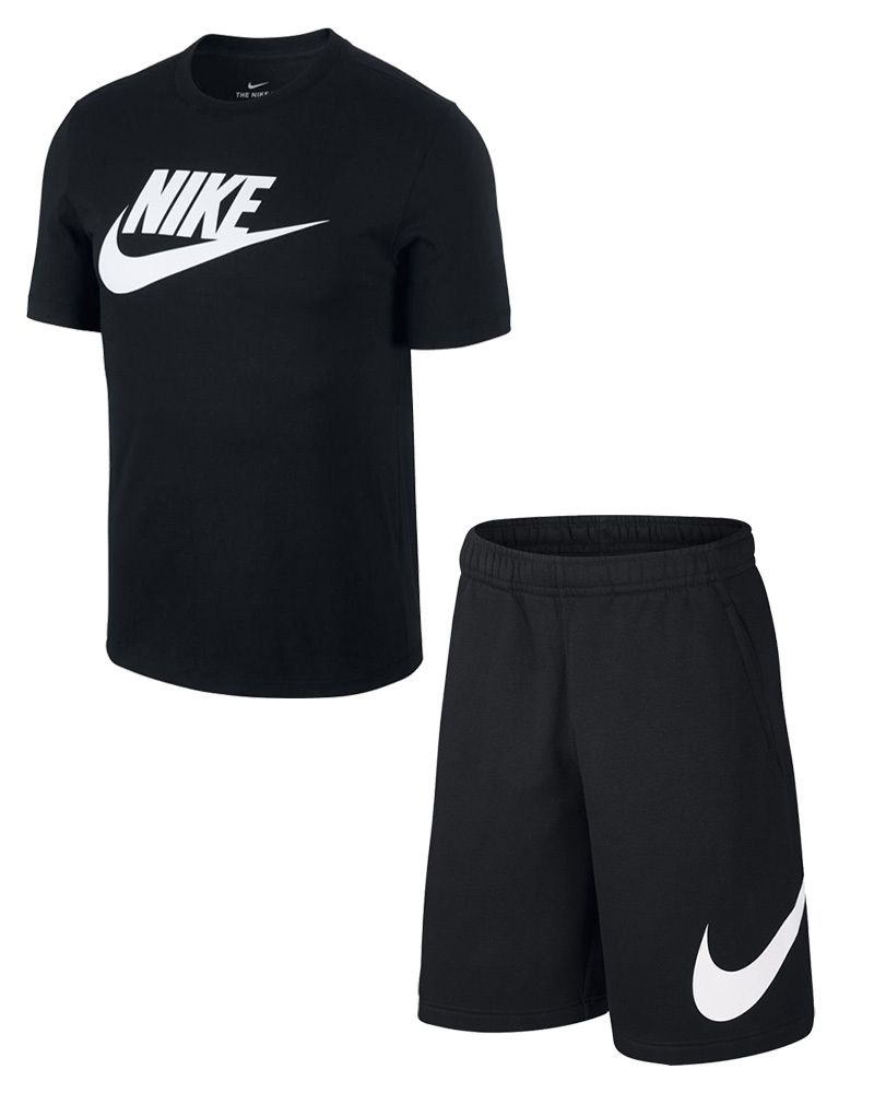 Nike - Ensemble short coton blanc et gris