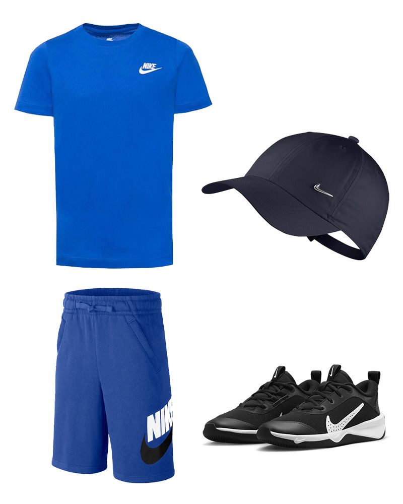 Kit Nike Sportswear for Child. T shirt Shorts Cap Shoes