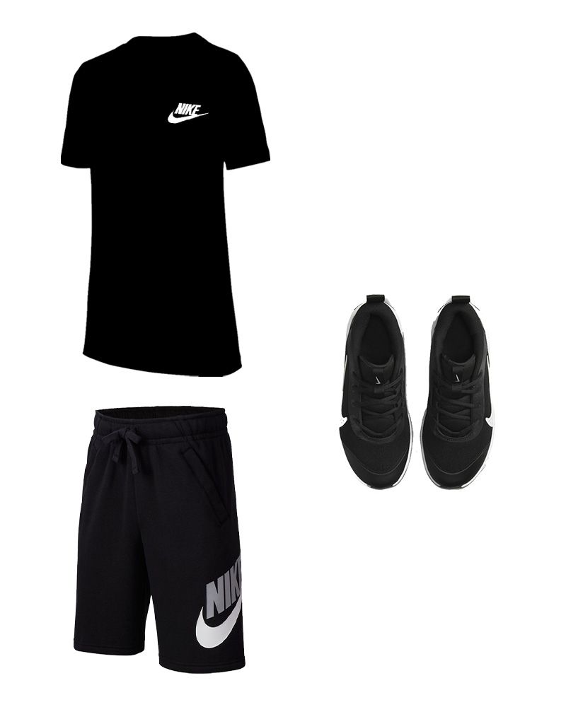 Ensemble été Nike enfant Pack 3 pièces T-shirt Nike Sportswear Short Nike Sportswear Chaussures Nike Multi-Court AR5254 CK0509 DM9027
