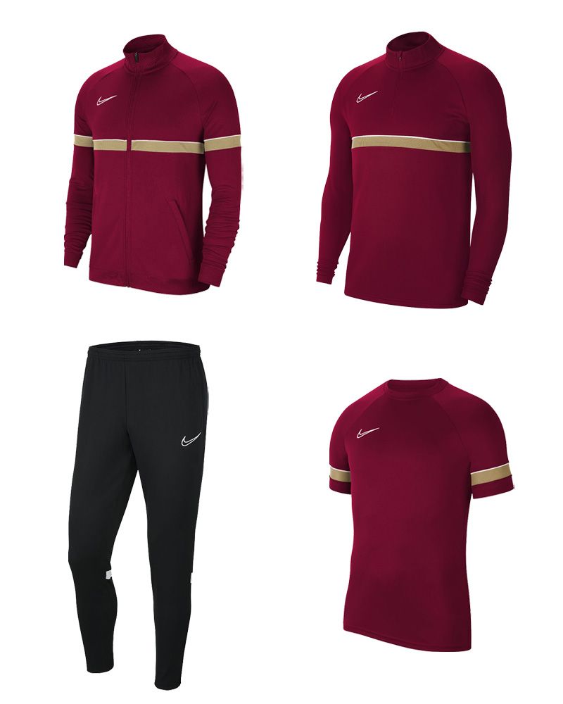 Conjunto Nike Academy 21 para Hombre. Chándal + 1/4 Zip + Camiseta (4 productos)