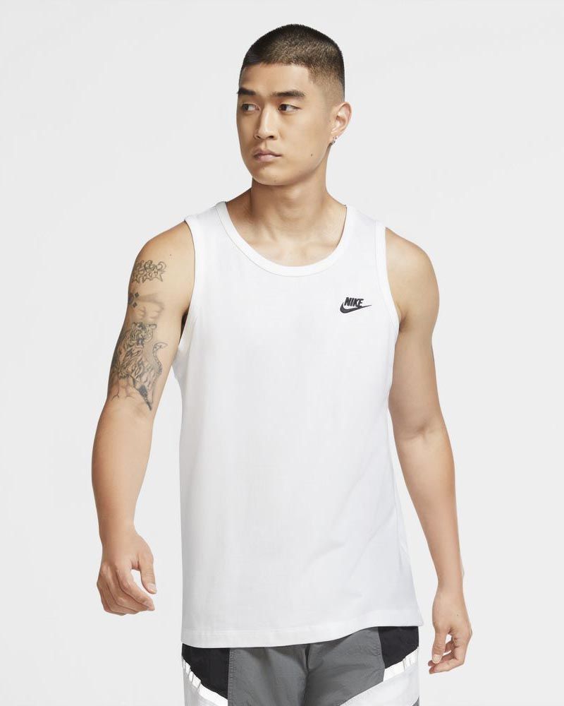 NIKE DEBARDEUR CLUB SMALL LOGO BLANC/NOIR - TEE-SHIRT HOMME