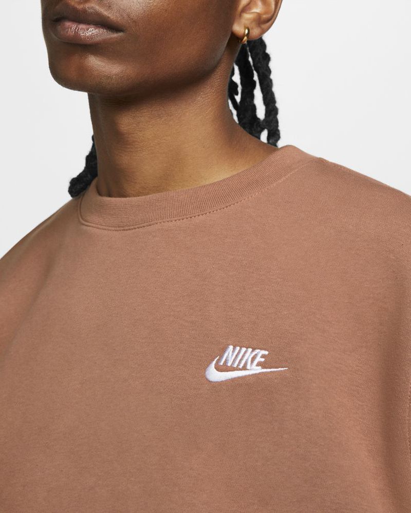 Nike Sweat NSW Club Crew - Marron/Blanc