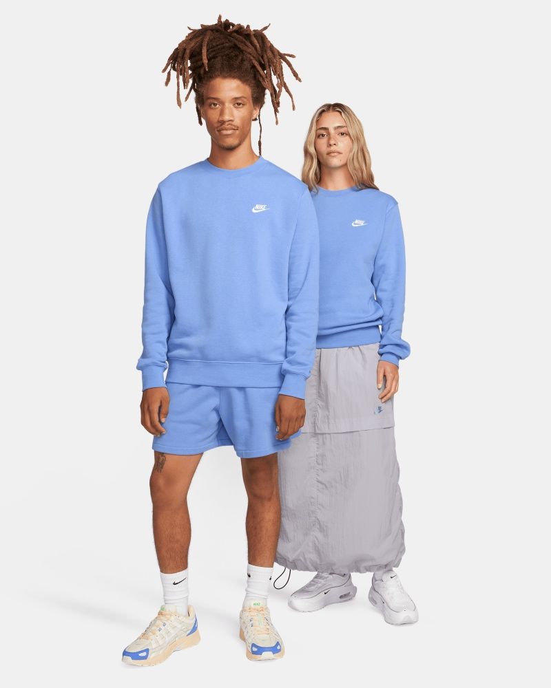Men s Nike Sportswear Club Fleece Blue White Sweatshirt EKINSPORT