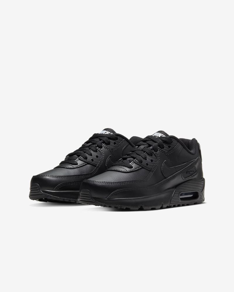 Nike Chaussures Air Max 90 Cuir - Noir/Blanc Enfant