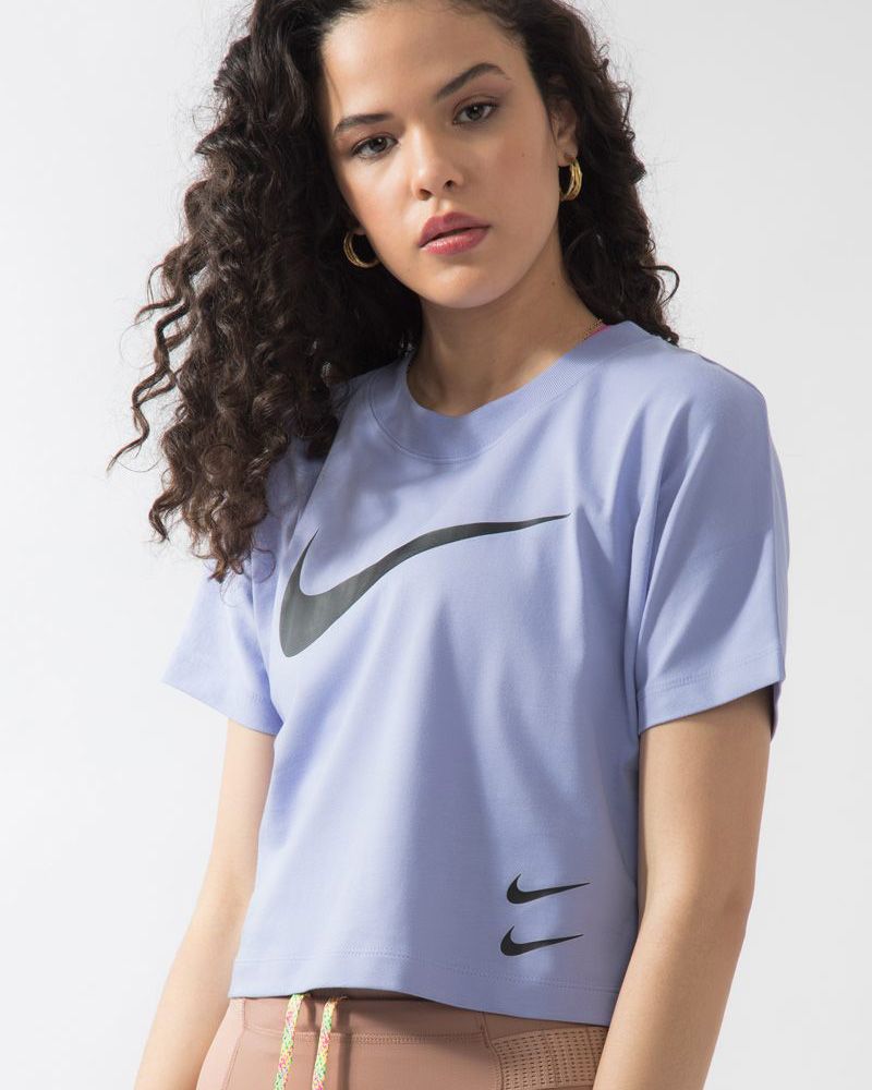 T-shirt Nike femme courte blanc Swoosh petit