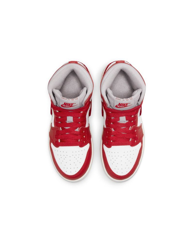 Chaussures Air Jordan 1 Mid Blanc/Noir/Rouge pour Enfant