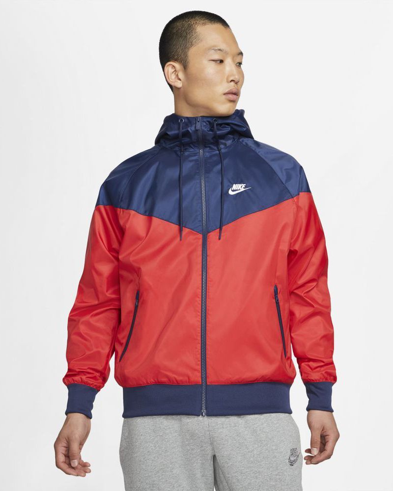 Met bloed bevlekt terugtrekken Klik Nike Sportswear Heritage Essentials Windrunner Hooded Jacket voor heren -  DA0001-657 - Rood & Navy | EKINSPORT