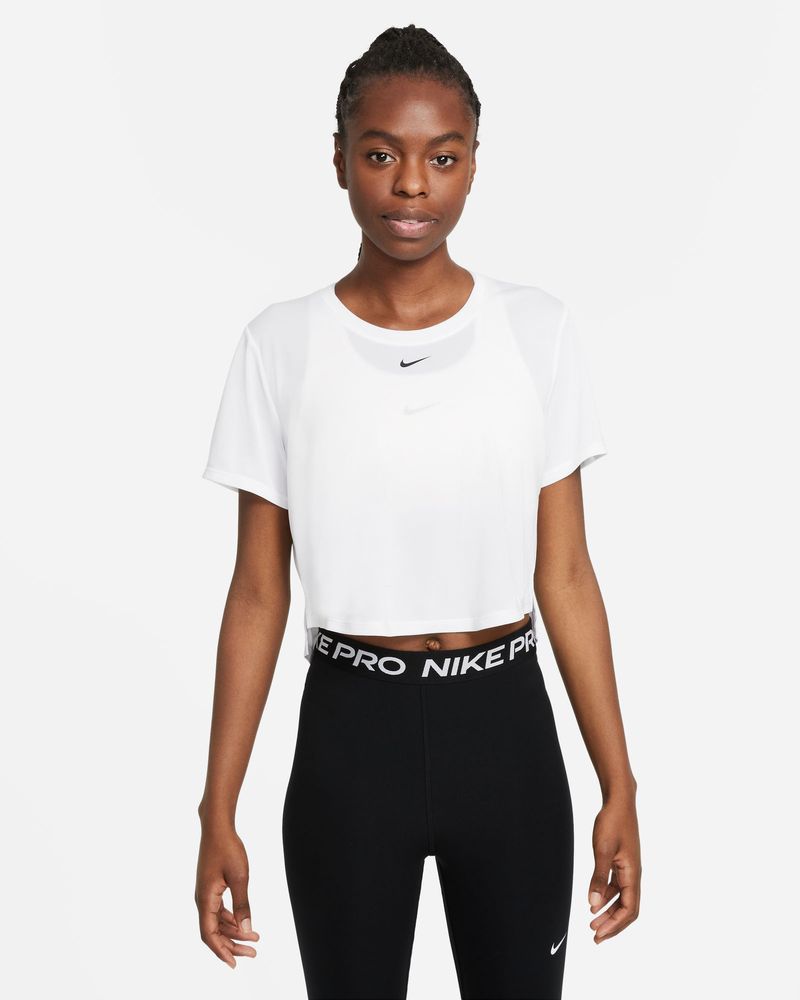 T shirt Nike Dri FIT One Standard Fit Cropped Top Blanc pour Femme
