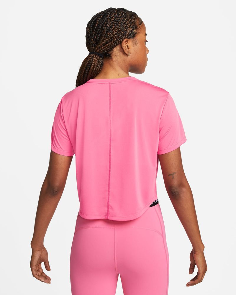 Women s Nike Dri FIT One Standard Fit Cropped Top Pink T Shirt