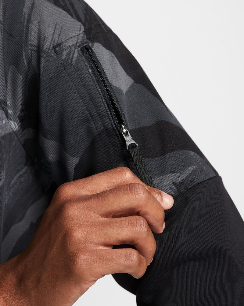 Men s Nike Dri Fit Fleece Fitness Zip Hoodie Black Camouflage