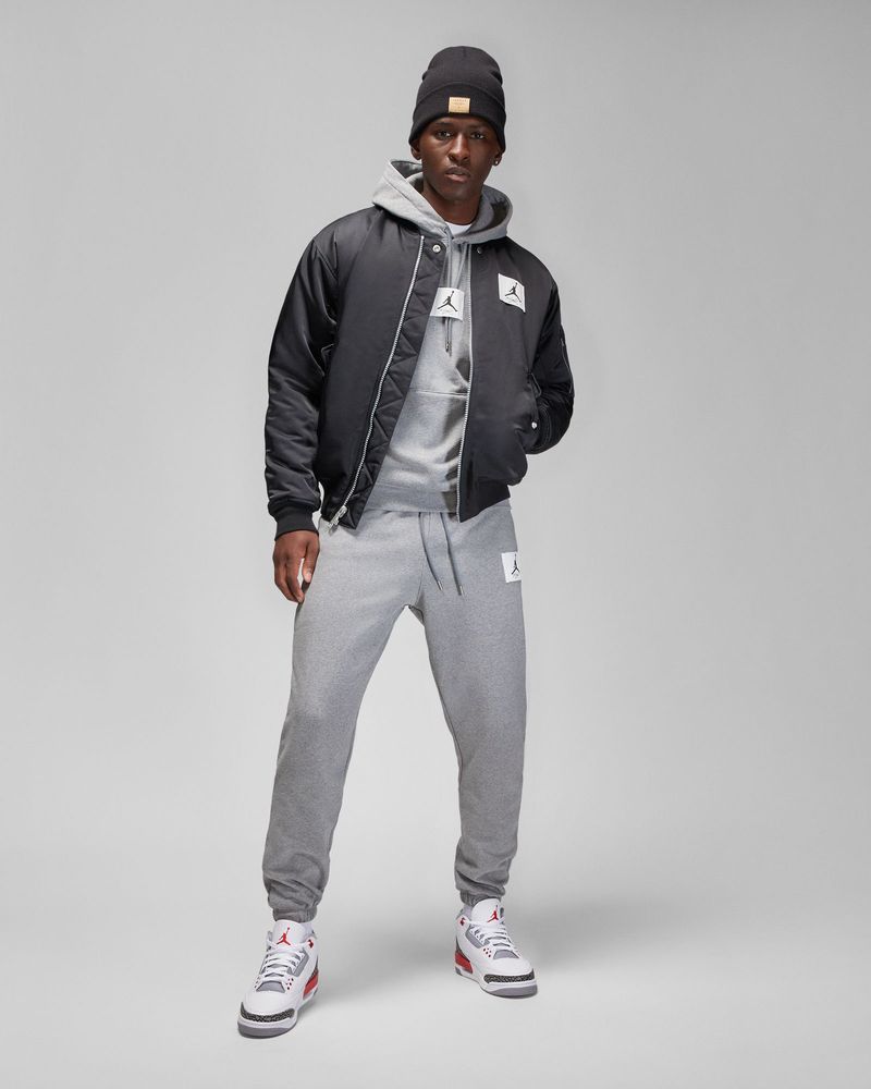 Men s Jordan Flight Fleece Pullover Hoodie Grey DQ7338 091