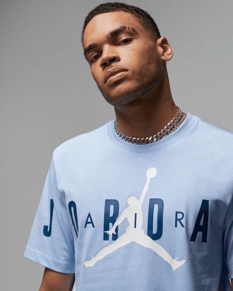 Jordan blue and clearance white shirt