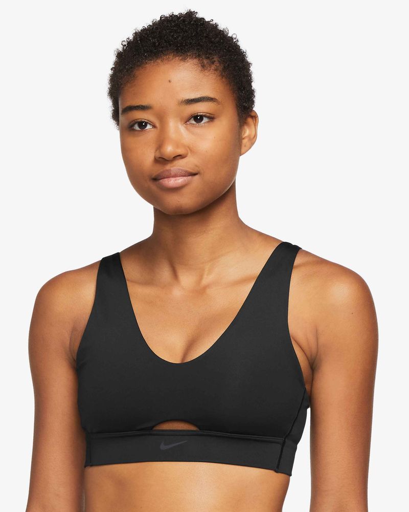 Nike Yoga Dri Fit Indy Keyhole Light Support Padded Sports Bra Black