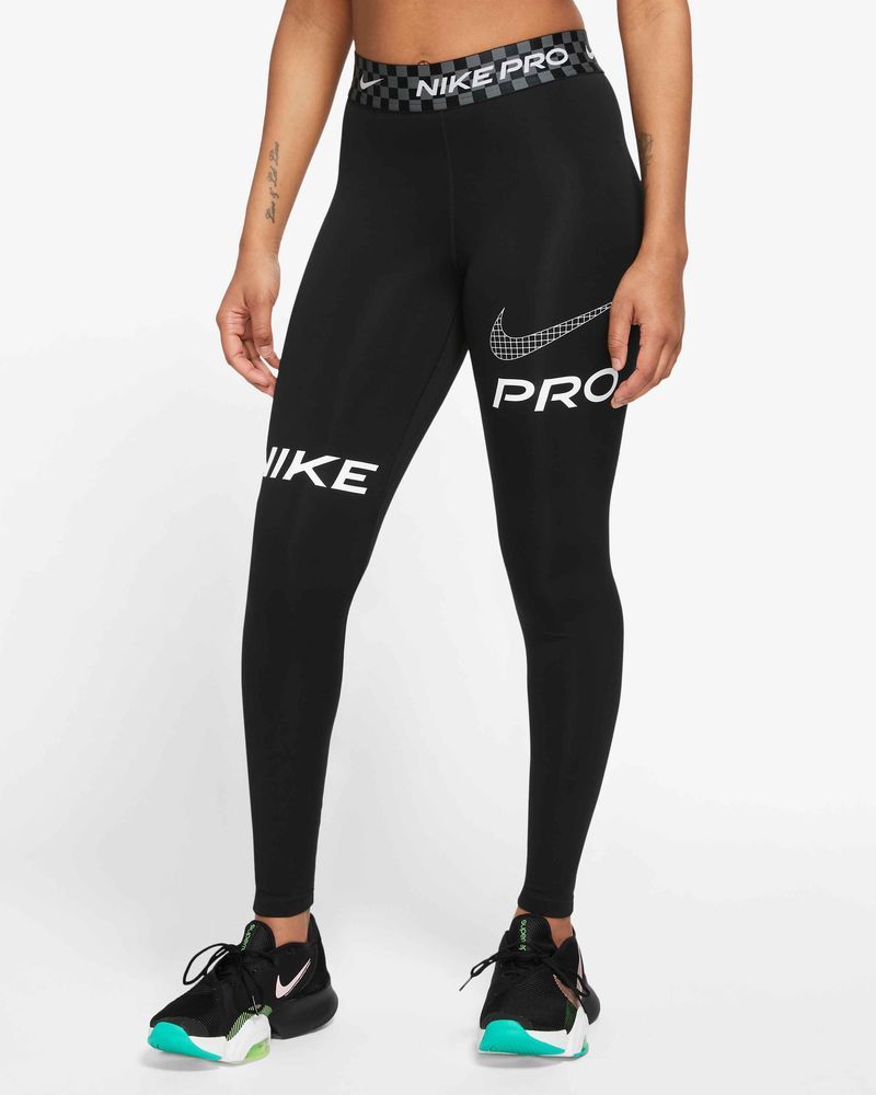 Legging de treino Nike Pro Mid-Rise Full-Length Graphic para mulher - DX0080 -010