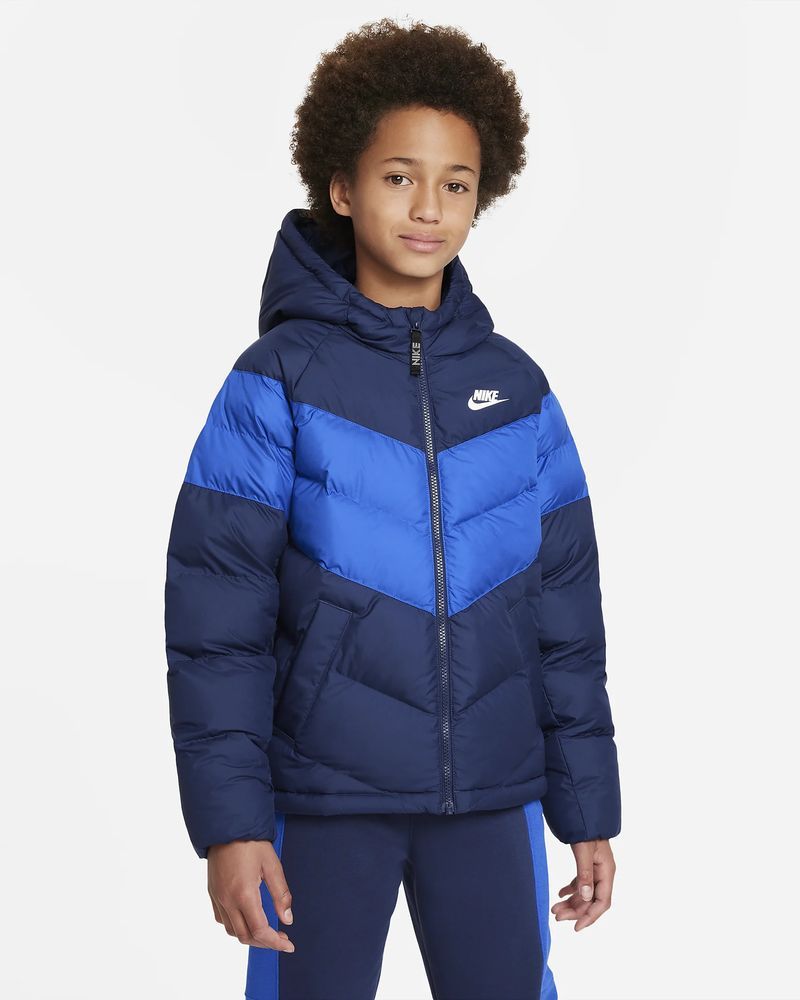 Veste Nike enfants/adolescent à capuche, unisexe taille L bleu gris doublé  noir