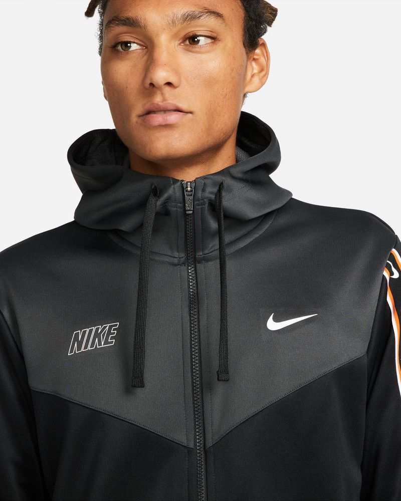 Men s Nike Sportswear Repeat Hoodie Black Grey DX2025 010