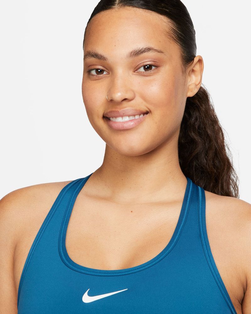 Soutien Nike Swoosh Medium Support acolchoado azul para mulher