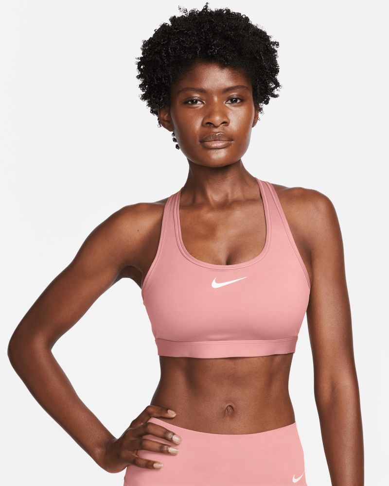 NIKE Nike Swoosh Women's Medium-Support 1-Piece Pad Sports Bra, Pastel pink  Women's Crop Top