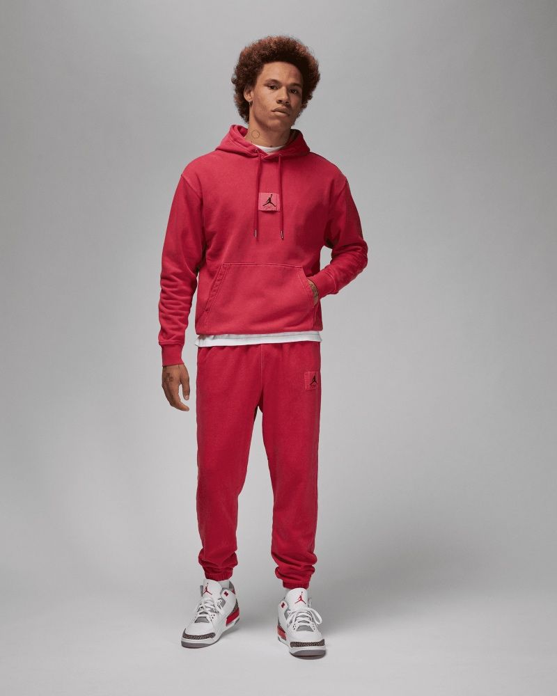 Sudadera con capucha Jordan Essentials Statement Fleece Washed Red, hombre