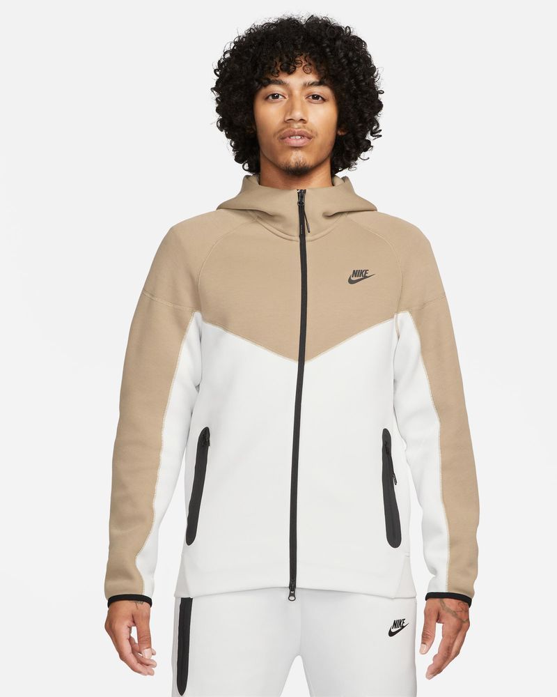 Sweat zippé à capuche Nike Tech Fleece Windrunner Beige & Blanc pour Homme