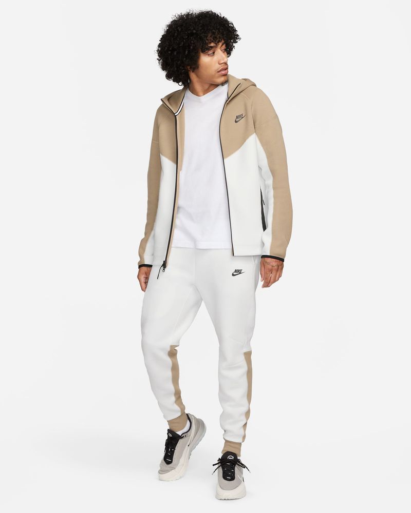 Camisola com capuz com fecho de correr Nike Tech Fleece Windrunner bege e  branco para homem