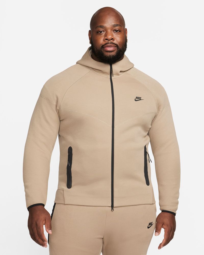 Sweat zippé à capuche Nike Tech Fleece Windrunner Beige pour Homme