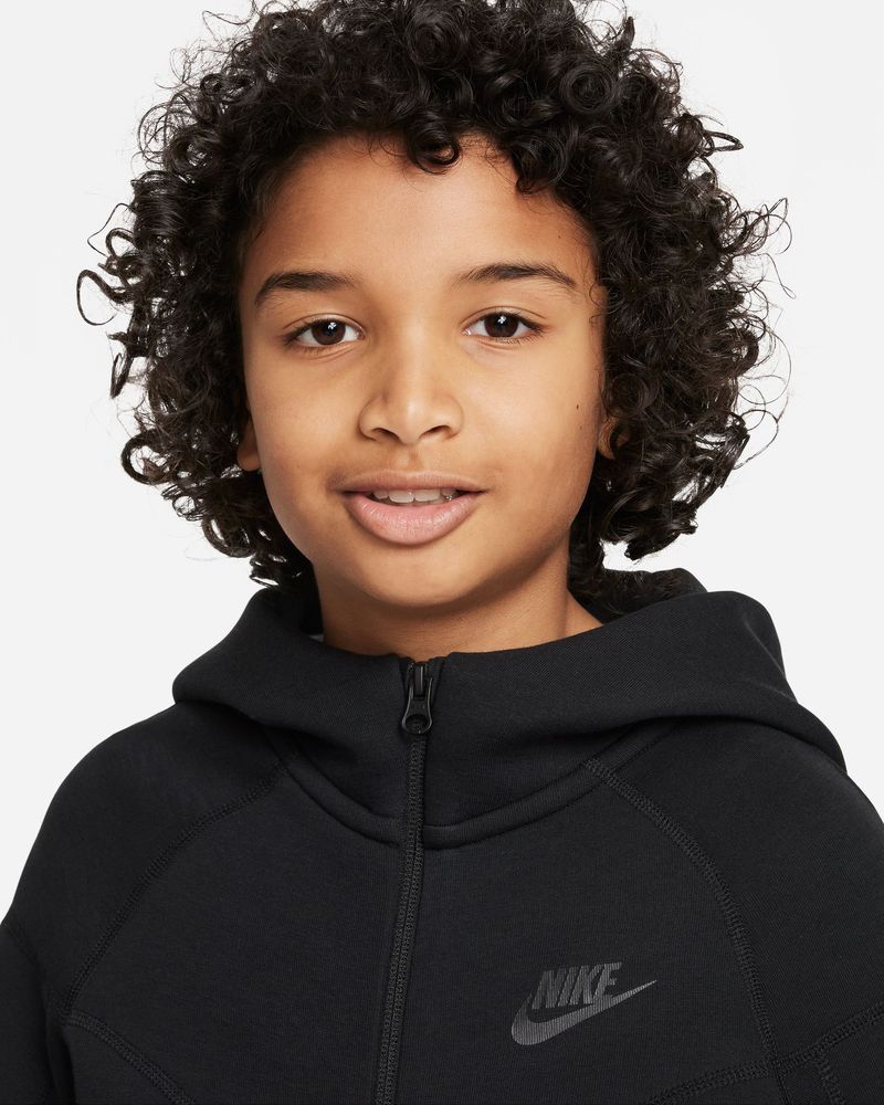 Sweat zippé à capuche Nike Tech Fleece Noir pour Enfant