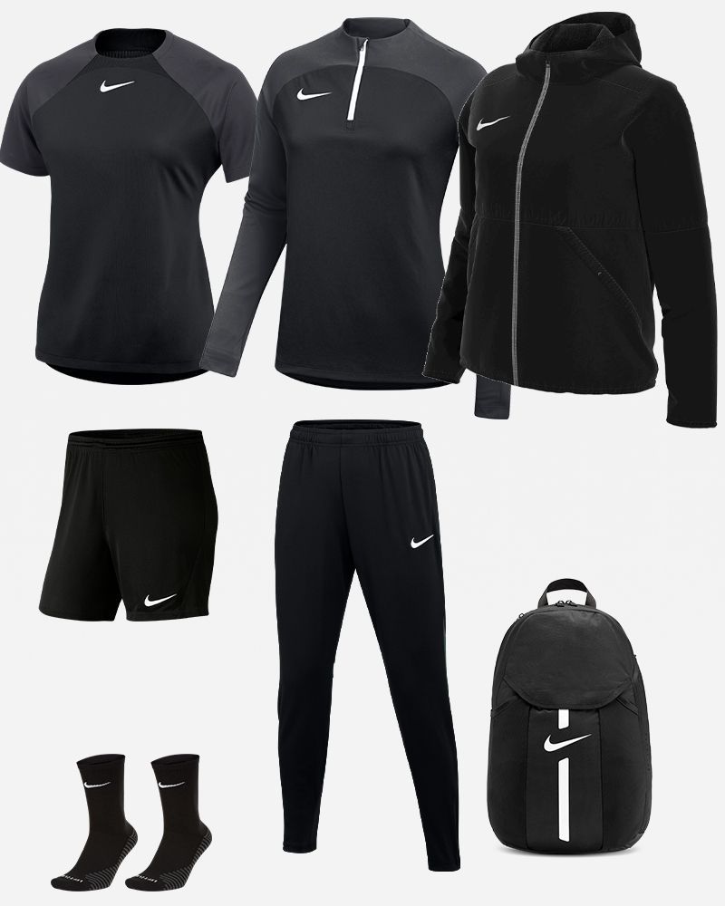 Ensemble Nike femme| Pack 7 pièces | Maillot Academy Pro Short Park III Chaussettes basses Squad Haut 1/4 zip Academy Pro Pantalon de survêtement Academy Pro Veste doublée Team Fall Sac à dos Academy Team DH9242 BV6860 SK0030 DH9246 DH9273 D8039 DC2647