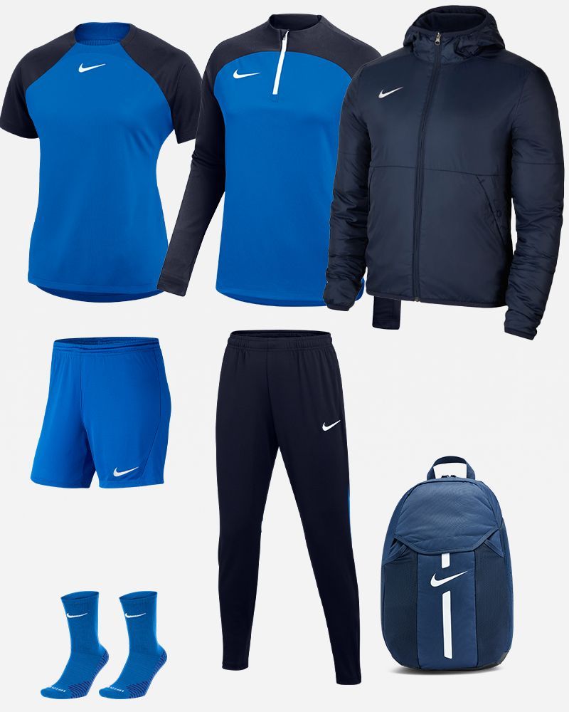 Ensemble Nike femme| Pack 7 pièces | Maillot Academy Pro Short Park III Chaussettes basses Squad Haut 1/4 zip Academy Pro Pantalon de survêtement Academy Pro Veste doublée Team Fall Sac à dos Academy Team DH9242 BV6860 SK0030 DH9246 DH9273 D8039 DC2647