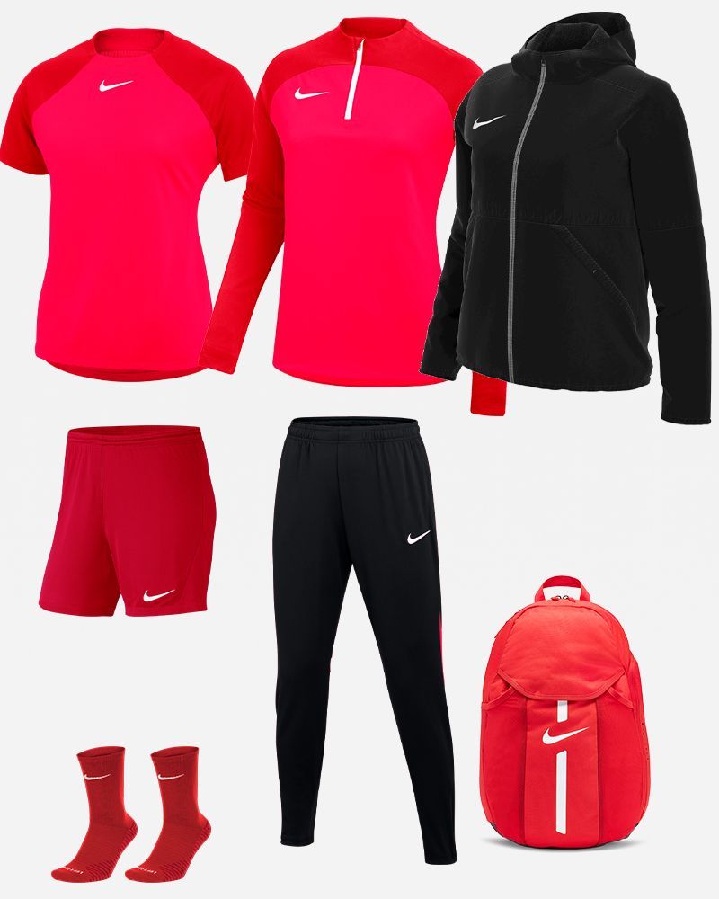 Ensemble Nike femme| Pack 7 pièces | Maillot Academy Pro Short Park III Chaussettes basses Squad Haut 1/4 zip Academy Pro Pantalon de survêtement Academy Pro Veste doublée Team Fall Sac à dos Academy Team DH9242 BV6860 SK0030 DH9246 DH9273 D8039 DC2647