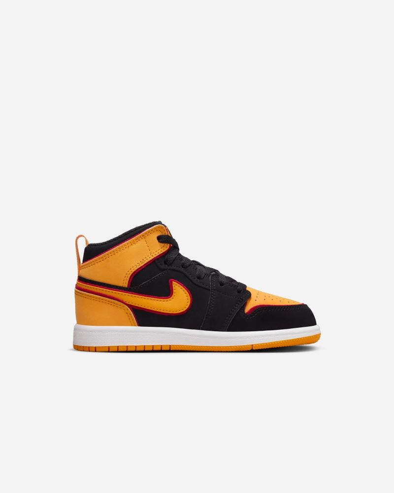 Jordan 1 Mid Se Black Orange Children s Shoes EKINSPORT