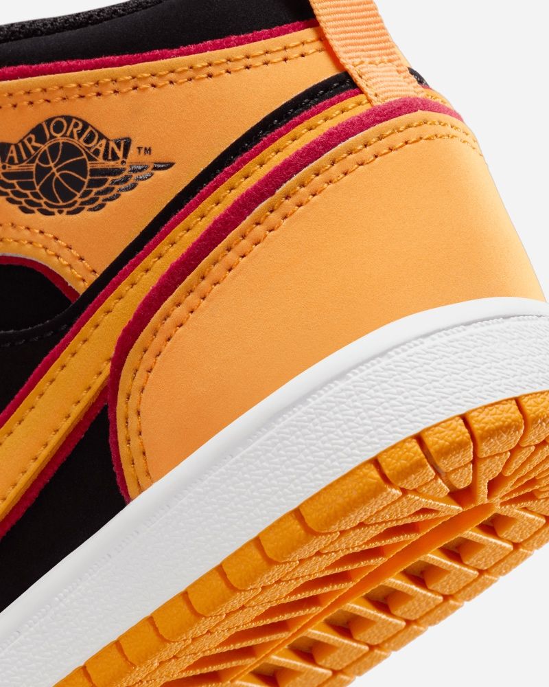Jordan 1 Mid Se Black Orange Children s Shoes EKINSPORT