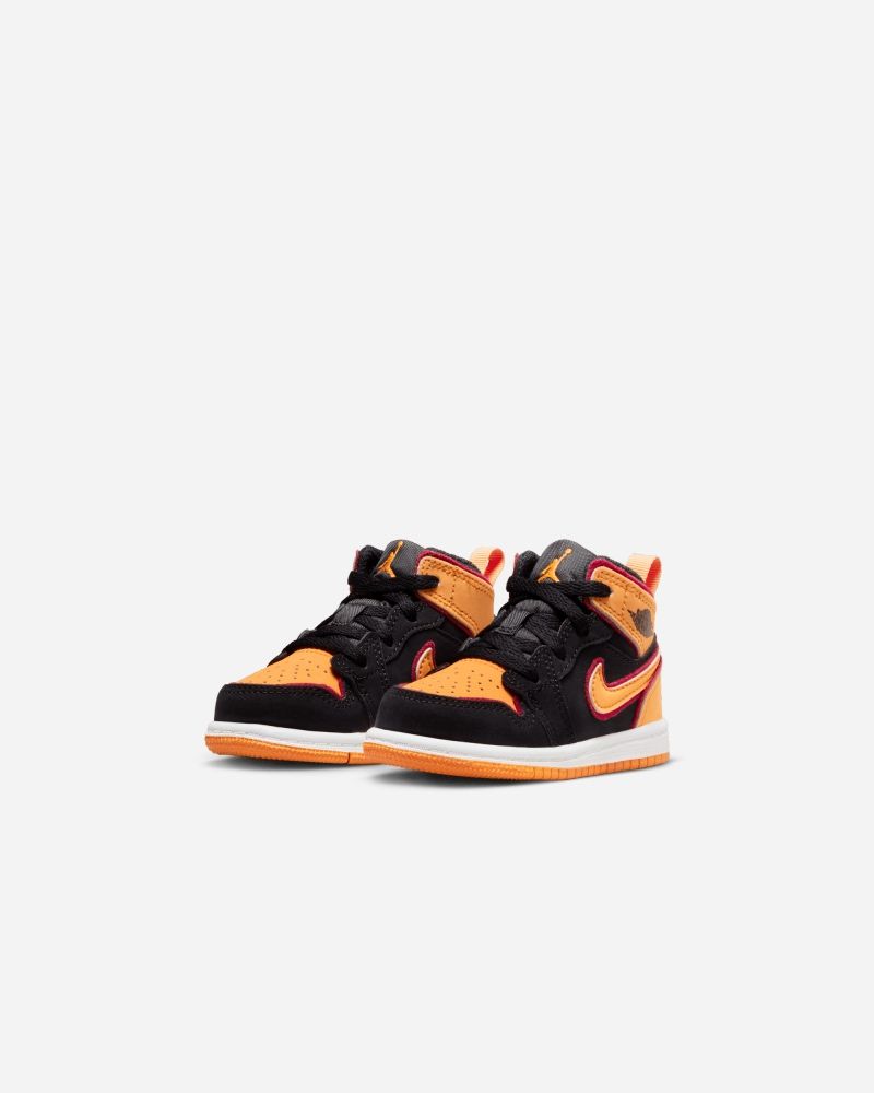 Jordan 1 Mid Se Black Orange Children s Shoes EKINSPORT