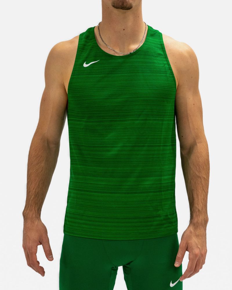 NT0300-302 Débardeur de running Nike Stock Dry Miler Vert pour Homme