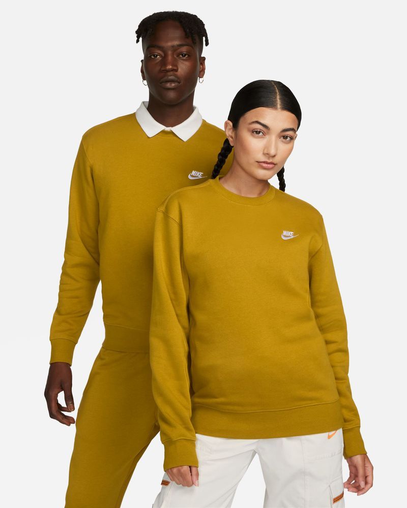 Men s Nike Sportswear Club Fleece Yellow Gold Sweatshirt EKINSPORT
