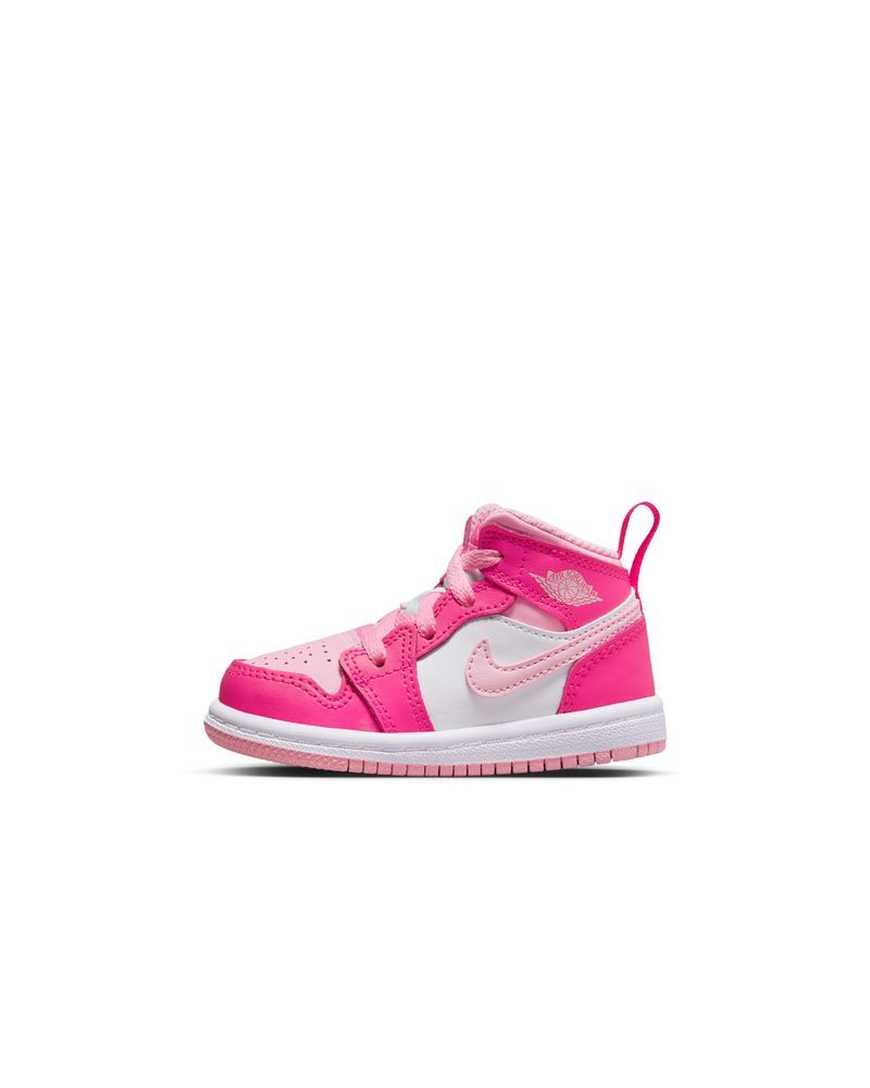 Chaussures Jordan 1 Mid Blanc et Rose pour Enfant EKINSPORT