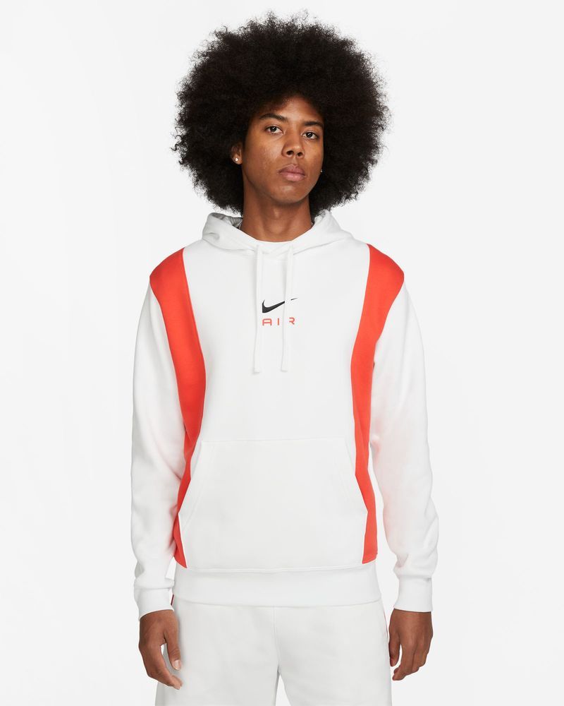 Nike - Club - Sweat à capuche avec logo orange - Blanc