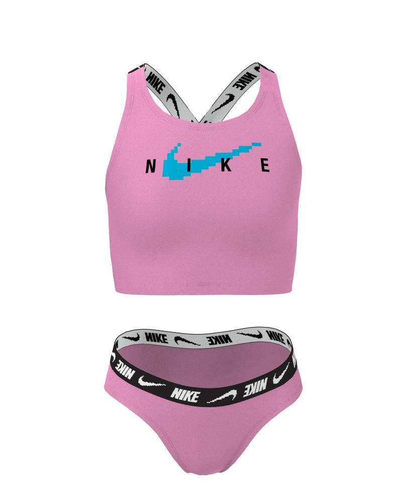 Conjunto de biquíni com faixa com logótipo cruzado Nike para menina -  NESSD724-670 - Rosa