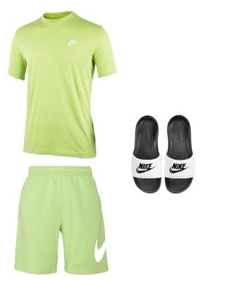 Ensemble de produits Nike Sportswear pour Homme. T-shirt + Short + Claquettes (3 pièces)