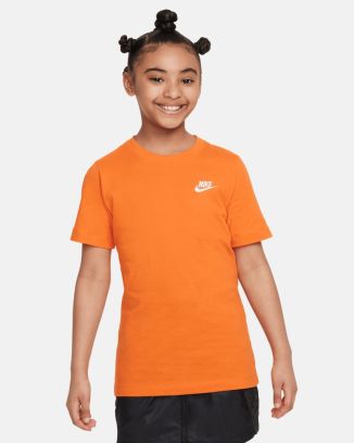 t shirt nike sportswear orange et blanc enfant ar5254 819