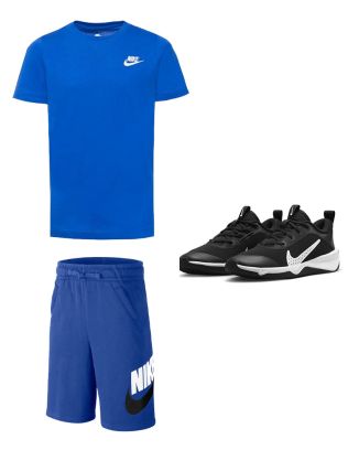 Ensemble été Nike enfant Pack 3 pièces T-shirt Nike Sportswear Short Nike Sportswear Chaussures Nike Multi-Court AR5254 CK0509 DM9027