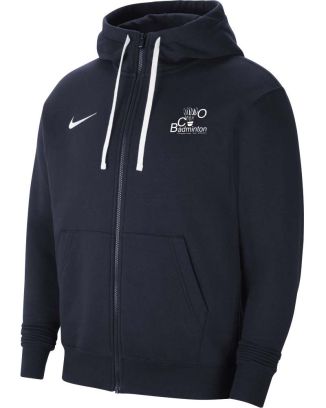 Hooded sweatshirt with zip Nike Badminton Chaponnay Val d'Ozon Navy Blue for men