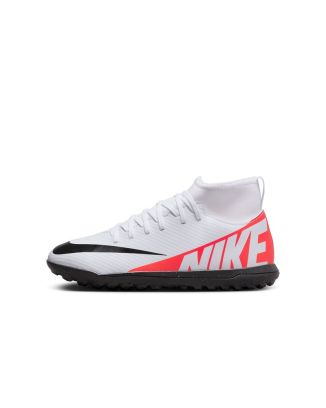 Chaussures de football Nike Mercurial Superfly 9 Club TF Blanc et Rouge pour enfant DJ5954-600