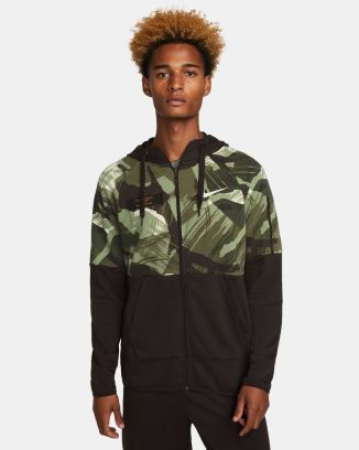 Sweat à capuche Zippé Nike Dri-Fit Fleece Fitness Camouflage pour Homme DQ4790-220